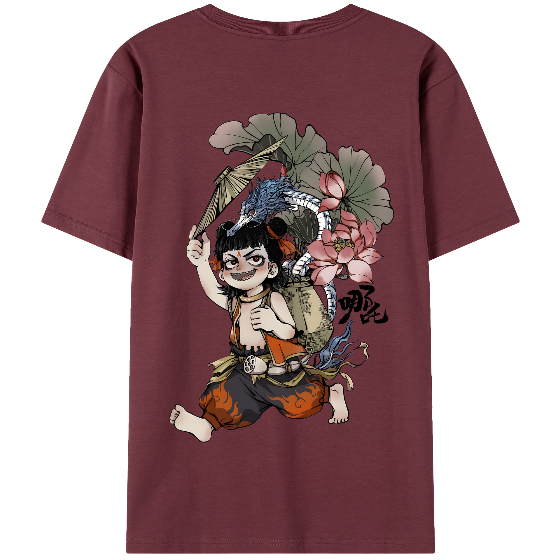 （画像用） Ne Zha 2 ナタ 魔童の大暴れ 綿100％半袖Tシャツ（背面プリント）